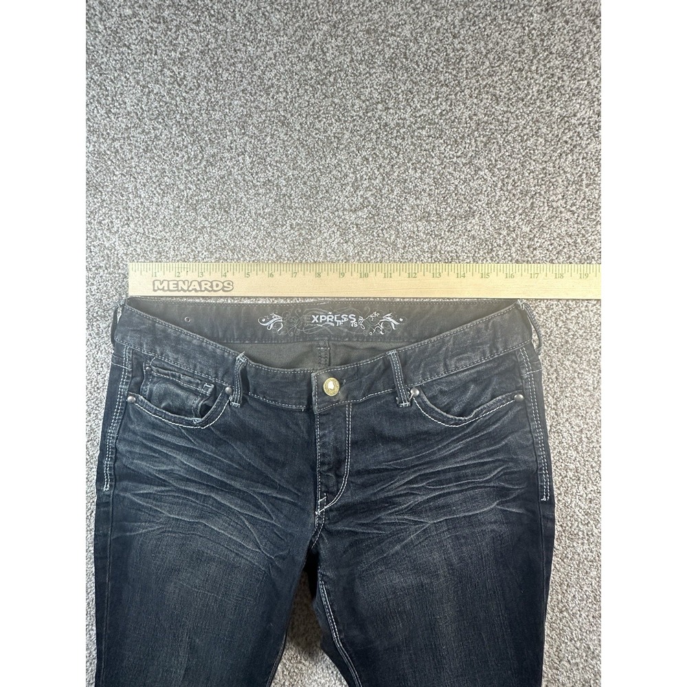 Express Jeans Womens 10R Blue Low Rise Stretch Dark Wash Denim - Picture 7 of 12